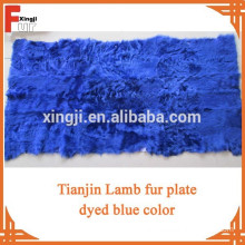 Dyed blue color top quality tianjin lamb fur plate